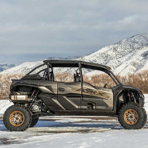ZBROZ Stage 1 Spring Kit installed on 2023 Kawasaki KRX 4 1000, showing lifted suspension, dual-rate coils, and smoother stance.
