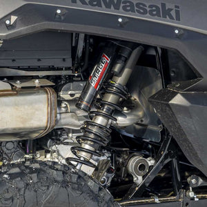 ZBROZ Stage 1 Spring Kit installed on 2023 Kawasaki KRX 4 1000, showing lifted suspension, dual-rate coils, and smoother stance.