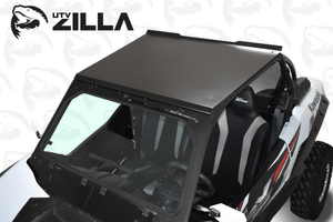 Black powder-coated aluminum roof for Kawasaki KRX 1000 with drip edge and spoiler – UTVZILLA
