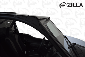 Black powder-coated aluminum roof for Kawasaki KRX 1000 with drip edge and spoiler – UTVZILLA