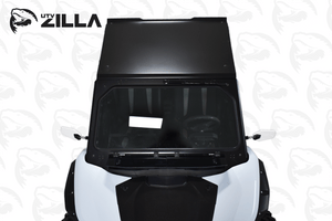 Black powder-coated aluminum roof for Kawasaki KRX 1000 with drip edge and spoiler – UTVZILLA