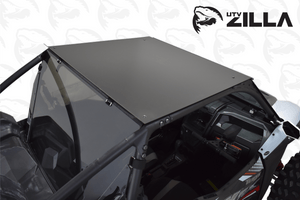 Black powder-coated aluminum roof for Kawasaki KRX 1000 with drip edge and spoiler – UTVZILLA
