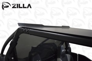 Black powder-coated aluminum roof for Kawasaki KRX 1000 with drip edge and spoiler – UTVZILLA