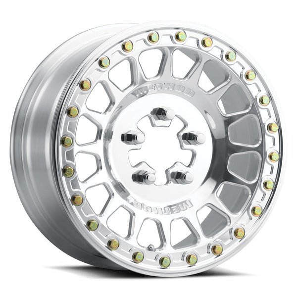 Polished Method 413 Forged Beadlock UTV Wheel with multi-spoke design, 6061 aluminum, and true beadlock ring for high-performance off-roading.