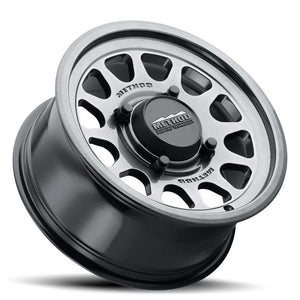 Method 414 Gloss Graphite Bead Grip® UTV Wheel with 12-window design, bead hump, and 1600 lb load rating for dunes and rugged terrain.