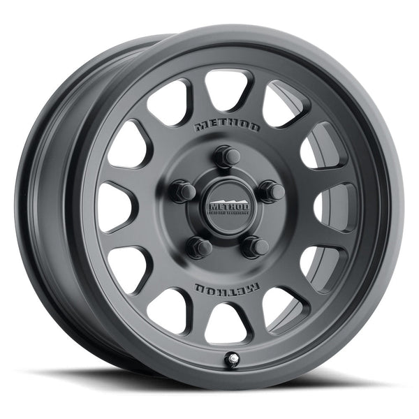 Method 414 Bead Grip Matte Black UTV Wheel with 12-window design, bead hump, and 1600 lb rating for off-road and trail use.