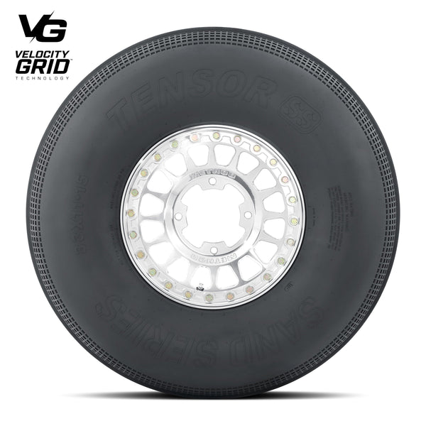 Tensor SS Sand Series paddle tire for UTVs with Velocity Grid design, 33 and 35 inch sizes, for ultimate sand traction and control.