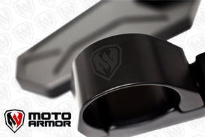Moto Armor Billet Convex Mirrors with breakaway design, wide-view glass, and clamps fitting 1.75" to 2" round tubing on UTV roll cages.
