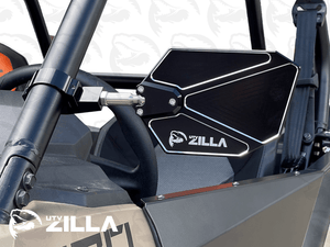 SABER billet convex UTV mirrors with low-profile multi-radius clamps for 1.75" to 2" roll cages