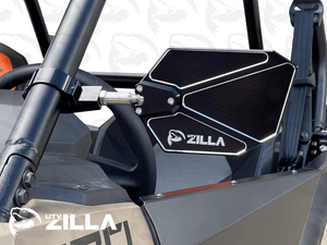 SABER billet convex UTV mirrors with low-profile multi-radius clamps for 1.75" to 2" roll cages