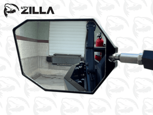 SABER billet convex UTV mirrors with low-profile multi-radius clamps for 1.75" to 2" roll cages