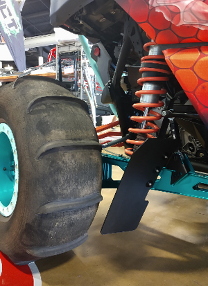 HCR Polaris RZR Turbo S Pro XP trailing arm mud flap installed