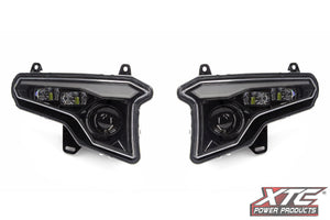 XTC Polaris XPEDITION headlights with amber turn signals, dual-lit low beams, black housing, plug and play install, 2023–2025 models