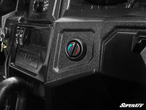 SuperATV heater temperature knob beside the Polaris General XP 1000 dash switches