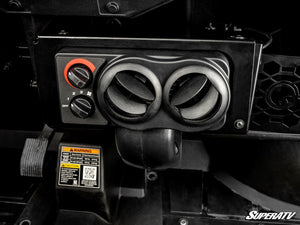 SuperATV cab heater vents and controls installed under the Polaris Ranger SP 570 dash