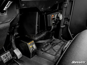 SuperATV cab heater mounted below the center dash of a Polaris Ranger SP 570