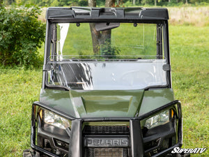 SuperATV half windshield on a Polaris Ranger Midsize, detail view
