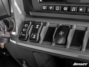 Polaris RZR XP in-dash heater fan control detail