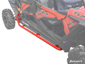 SuperATV Polaris RZR XP 4 Turbo S Rock Sliding Nerf Bars, front view