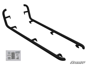 SuperATV Polaris RZR XP 4 Turbo S Rock Sliding Nerf Bars, mounted view