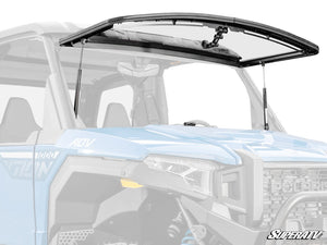 SuperATV Polaris Xpedition scratch-resistant flip windshield in the closed position