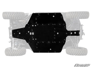 SuperATV full skid plate installed on 2-seat Polaris Xpedition XP undercarriage
