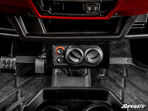 SuperATV cab heater vents and controls under the center dash of a Polaris Ranger XP 1000