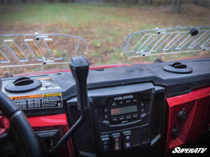 SuperATV defrost vent on top of the Polaris Ranger XP 1000 dash, viewed from the driver seat