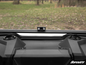 SuperATV defrost vents along the Polaris RZR Trail S 1000 windshield, viewed from outside