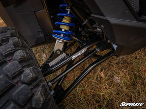 Ball joint mounting detail on SuperATV Polaris RZR Pro XP forward offset A-arms