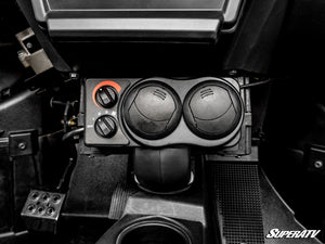 Front view of the SuperATV cab heater vents and controls in a Polaris RZR XP Turbo S