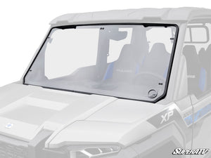 SuperATV Polaris Xpedition full polycarbonate windshield installed on the cab