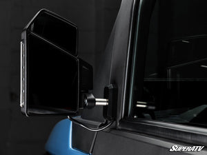 Polaris Xpedition SuperATV LED side mirror detail showing adjustable upper section