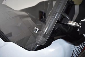 Hard-coated full clear polycarbonate windshield for Kawasaki KRX 1000 with stock cage
