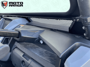 Yamaha RMAX 1000 glass windshield with vent and wiper, black aluminum frame and billet mounts for 2 and 4 seat models, 2021–2025