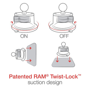 RAM Twist-Lock Suction Cup Base with Ball - Dunes 2 Dezert SXS