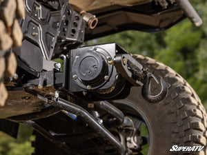 Ready Rope tow rope mounted on hitch mount in UTV 2 inch receiver