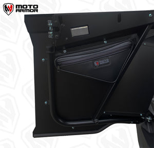 Moto Armor Pro Series 4 Seat rear door bags designed for UTVs, durable and custom-fit for added storage and door panel protection.