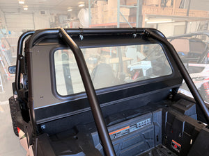 RZR XP 1000 and XP Turbo rear glass window with DOT laminated safety glass, adjustable vents, and powder-coated aluminum frame