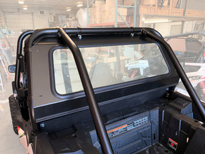 UTV Zilla Polaris RZR XP 1000 rear glass window seen from behind the machine