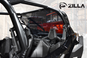 UTVZILLA tinted rear polycarbonate window for RZR PRO XP 2-seat model, with strap mounts and center support bracket