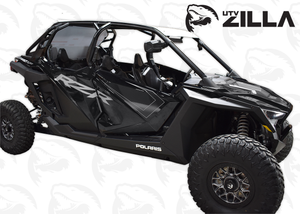 UTVZILLA tinted rear polycarbonate window for RZR PRO XP 2-seat model, with strap mounts and center support bracket