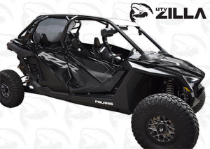 UTVZILLA tinted rear polycarbonate window for RZR PRO XP 2-seat model, with strap mounts and center support bracket