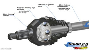 SuperATV Rhino 2.0 Can-Am Commander long travel axle feature graphic