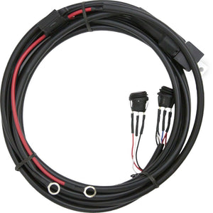 Rigid Radiance multi-trigger wiring harness with red and blue rocker switches for dual-circuit control on LED light bars