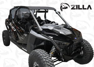 Black 1/4" thick plastic roof for 4-seat RZR PRO XP4 and Turbo R4 models, UV resistant and CNC cut with stainless hardware