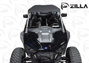 Black 1/4" thick plastic roof for 4-seat RZR PRO XP4 and Turbo R4 models, UV resistant and CNC cut with stainless hardware