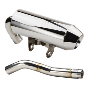 RPM Sport Slip-On Exhaust for Can-Am Renegade 570–1000R with polished stainless finish and quiet core insert included.