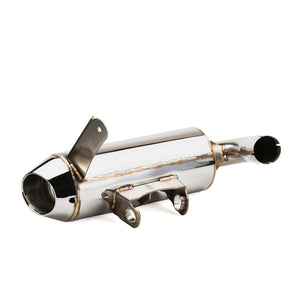 RPM Sport Slip-On Exhaust for Can-Am Renegade 570–1000R with polished stainless finish and quiet core insert included.