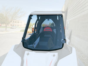 Hard-coated full polycarbonate windshield for Polaris RS1 with billet clamps and quick-release knobs